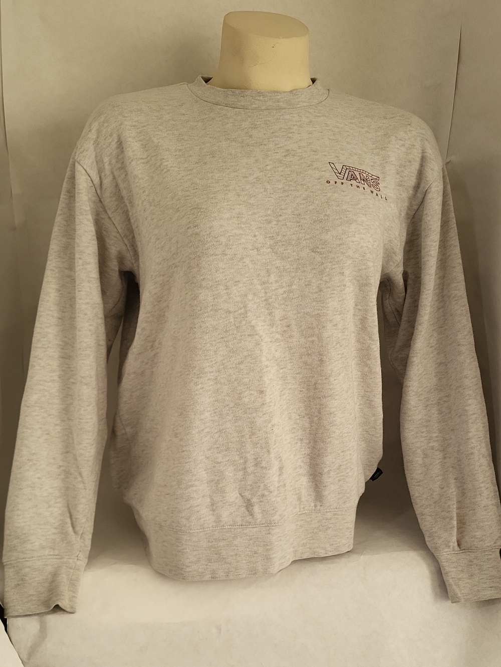 Vans Light Gray Crewneck Sweatshirt with Small Chest Logo XS